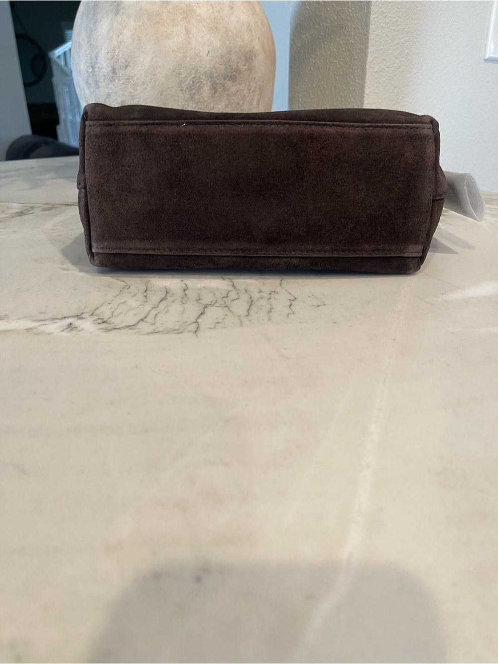 Madewell Dark Brown Suede Shoulder Bag with Gold Buckle Accent - Picture 5 of 6